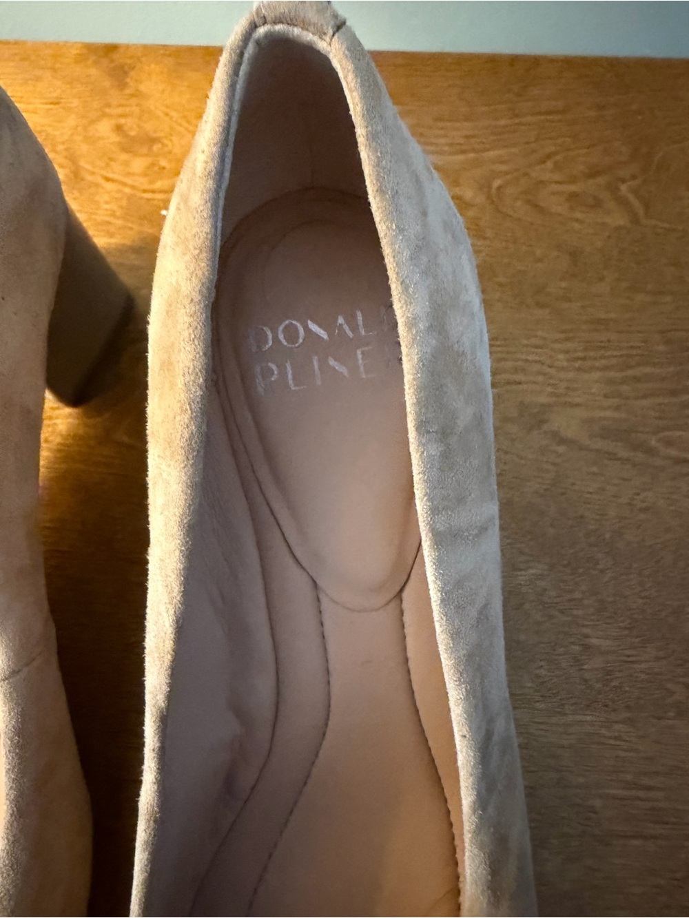Donald Pliner Taupe Suede Block Heel Pumps Size 8 | 2” Heel | Classic Comfort - Picture 4 of 6